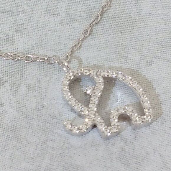 Simulated Diamond CZ Elephant Necklace - Picture 2 of 6